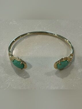 Kendra Scott Andy Gold Cuff Bracelet with Sea Green Stone Accents